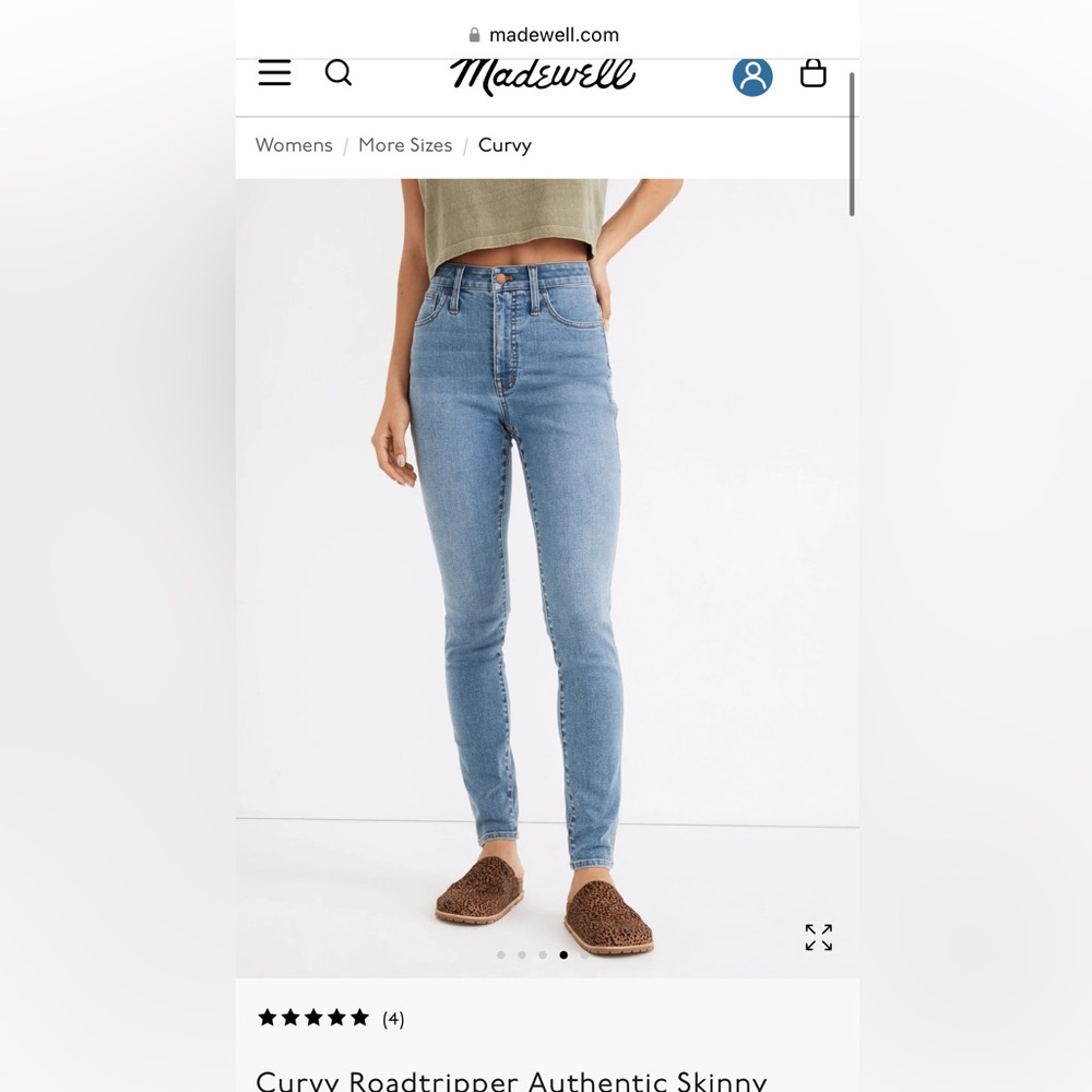 Women’s Madewell Curvy Roadtripper Authentic Skinny Jeans in Conroe Wash size 27